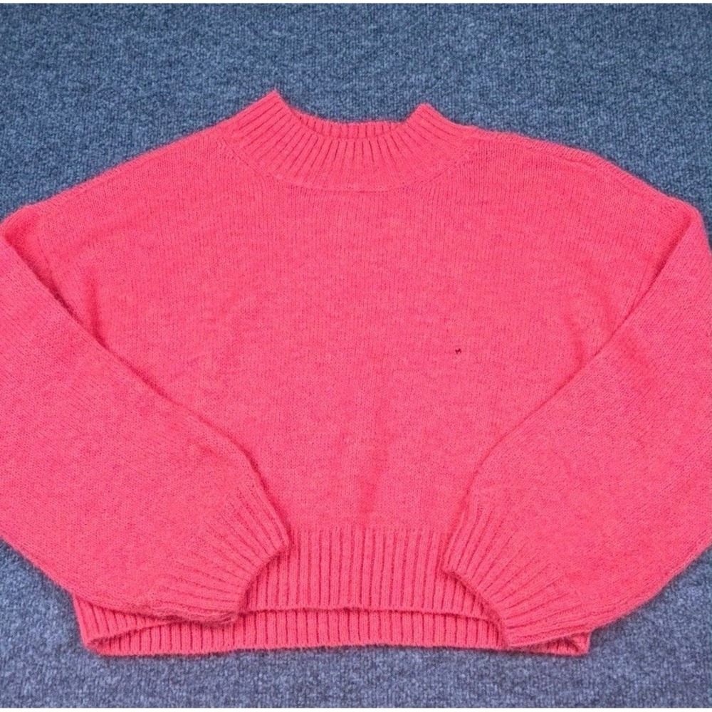 American Eagle Whoa So Soft Crew Neck Cozy Sweater Bright Pink Medium 1094 NWT
